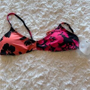 Victoria's Secret Coral and Black Floral Bikini Top